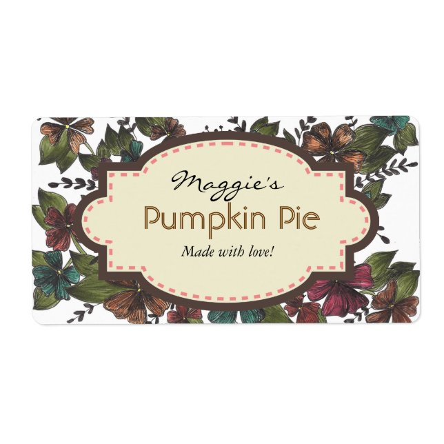 Autumn Fall Floral Baking Labels (Front)