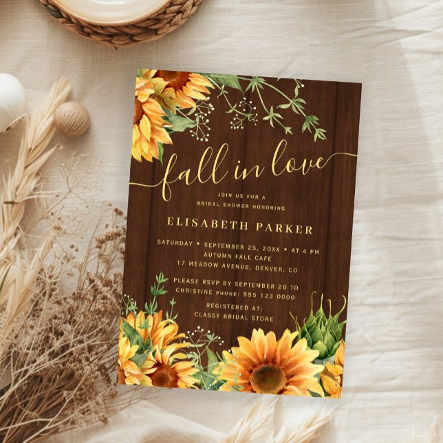 Autumn fall floral barn wood bridal shower invitation (Creator Uploaded)