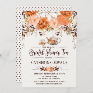 Autumn Fall Floral Boho Bridal Tea Party Invite