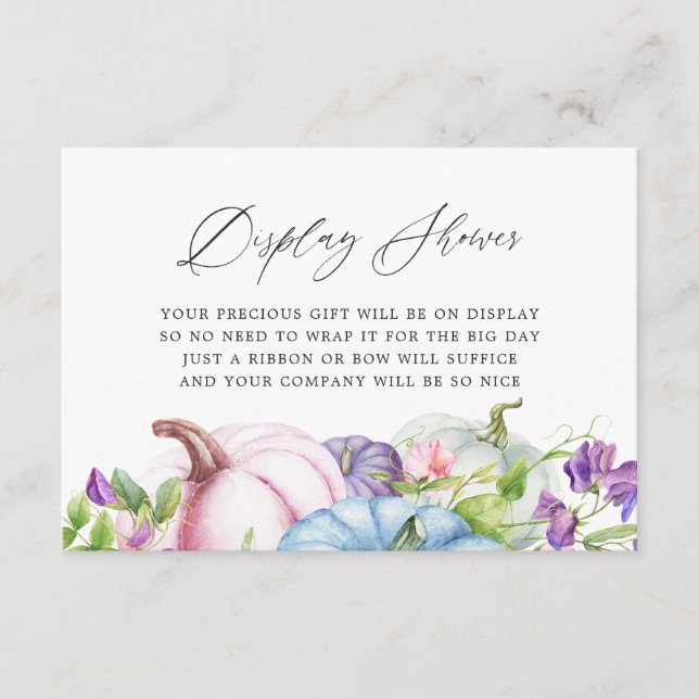 Autumn - Fall Floral Bridal Shower Display Shower Enclosure Card (Front)