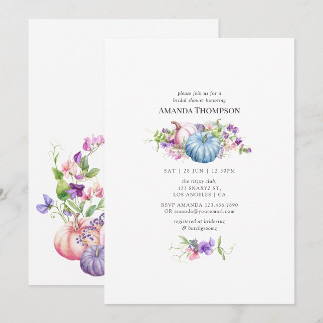 Autumn - Fall Floral Bridal Shower Invitation (Front/Back)