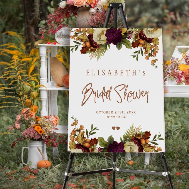 Autumn fall floral bridal shower party welcome foam board (Creator Uploaded)
