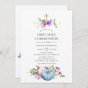 Autumn - Fall Floral First Holy Communion Invitation