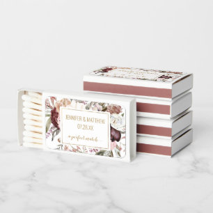 Autumn Fall Floral Gold Frame Wedding Favor Matchboxes