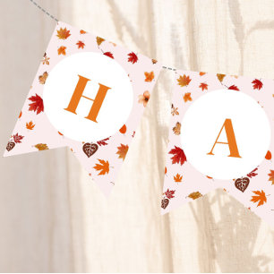 Autumn Fall Floral Happy Birthday Bunting Flags