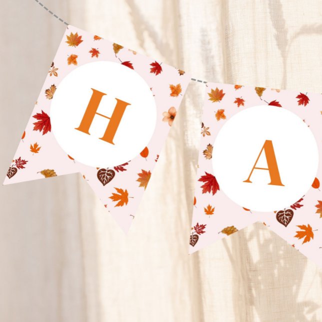 Autumn Fall Floral Happy Birthday Bunting Flags (Creator Uploaded)