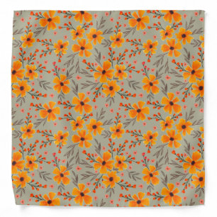 Autumn Fall Floral Pattern Sage Green Bandana