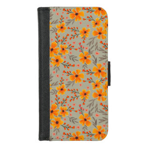 Autumn Fall Floral Pattern Sage Green  iPhone 8/7 Wallet Case