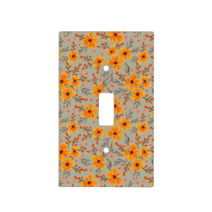 Autumn Fall Floral Pattern Sage Green  Light Switch Cover
