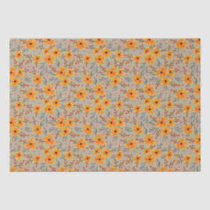 Autumn Fall Floral Pattern Sage Green Tissue Paper