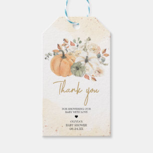 Autumn Fall Floral Pumpkin Baby Shower Favor Tags