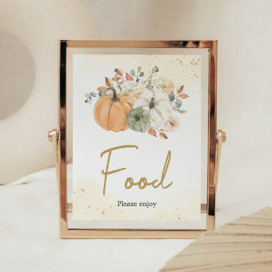Autumn Fall Floral Pumpkin Baby Shower Food Poster