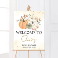 Autumn Fall Floral Pumpkin Baby Shower Welcome