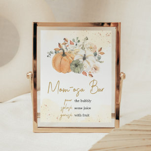Autumn Fall Floral Pumpkin Mom Osa Bar Poster
