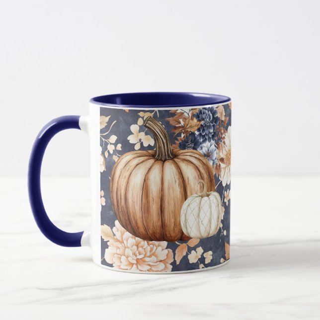 Autumn Fall Floral Pumpkin Mug  (Left)