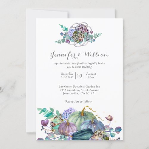 Autumn Fall Floral Pumpkin Wedding Invitation