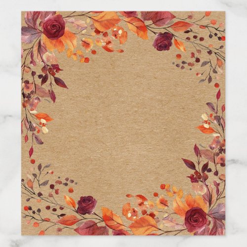 Autumn Fall Floral Rustic Kraft Wedding Envelope Liner