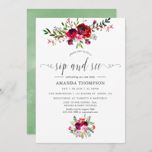 Autumn Fall Floral Sip and See Invitation