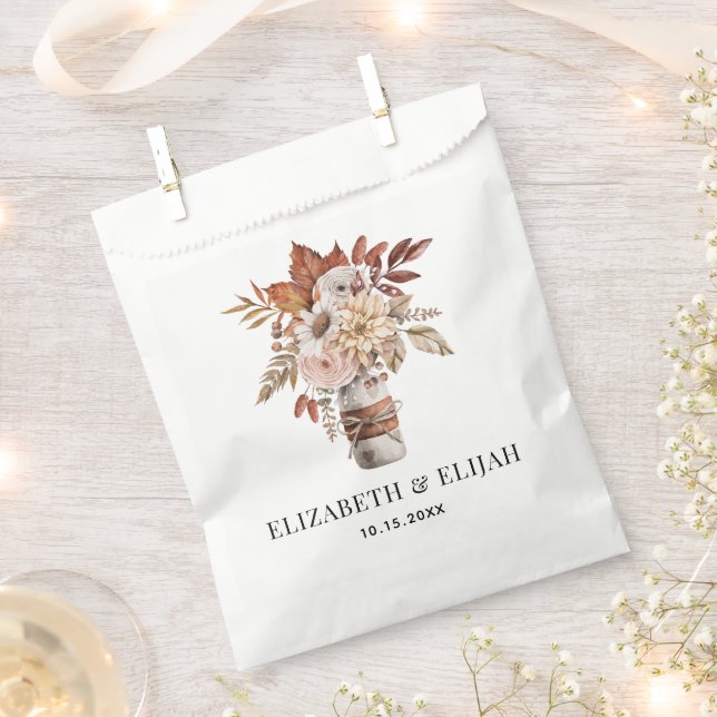 Autumn Fall Floral Terracotta Wedding  Favor Bag (Clipped)
