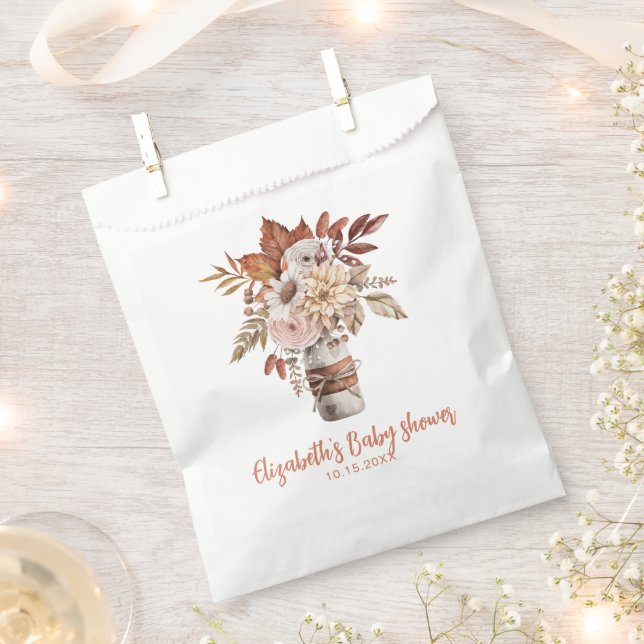 Autumn Fall Floral Terracotta Wedding  Favor Bag (Clipped)