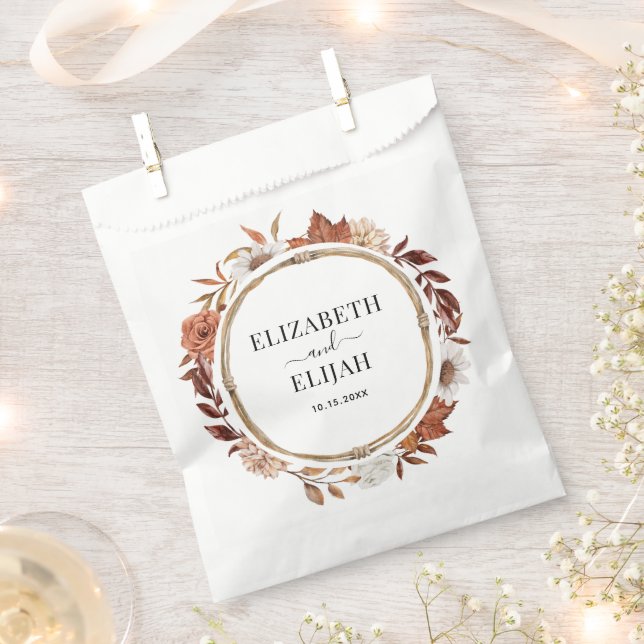 Autumn Fall Floral Terracotta Wedding  Favor Bag (Clipped)