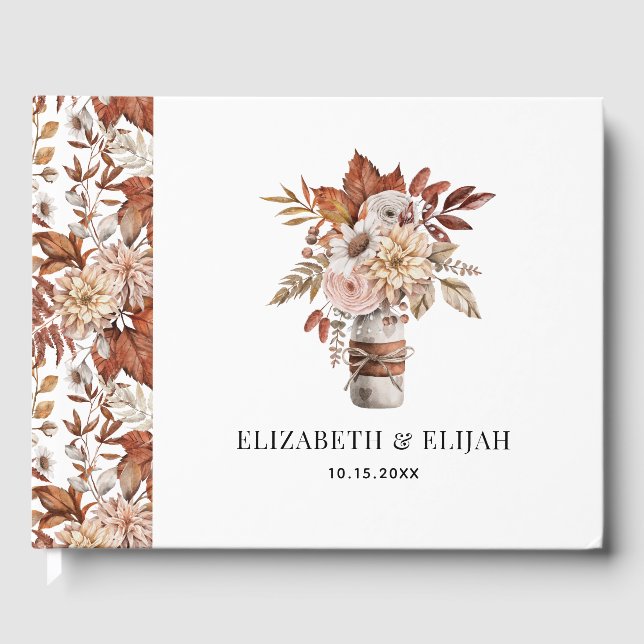 Autumn Fall Floral Terracotta Wedding  Guest Book (Front)