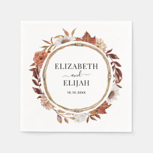 Autumn Fall Floral Terracotta Wedding Napkins