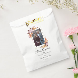 Autumn Fall Floral Wedding Elegant Photo Thank You Favor Bag