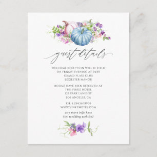 Autumn - Fall Floral Wedding Guest Details Enclosure Card
