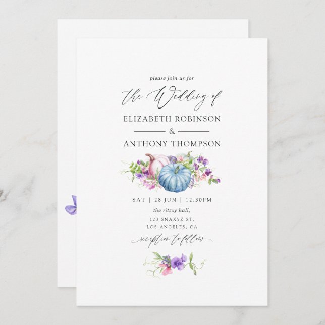 Autumn - Fall Floral Wedding Invitation (Front/Back)