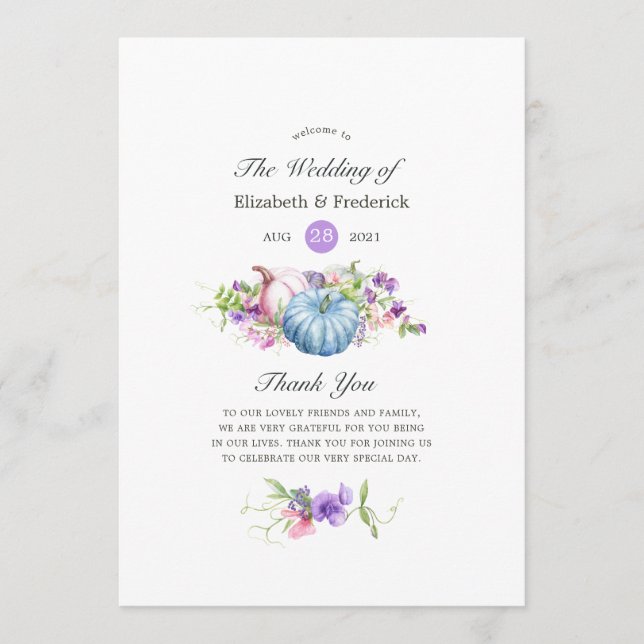 Autumn - Fall Floral Wedding Program (Front)