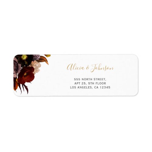 Autumn fall floral wedding return address label