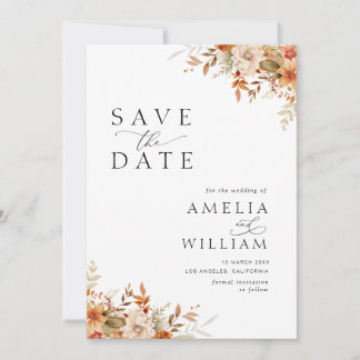 Autumn fall floral wedding save the date