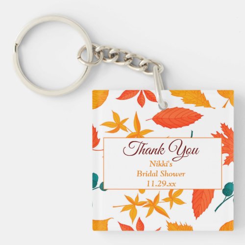 Autumn Fall Floral Wreath Add Name Date  Keychain