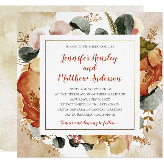 Autumn Fall Florals Wedding Invitation