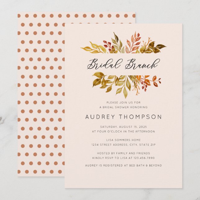 Autumn/Fall Foliage Bridal Brunch Invitation (Front/Back)