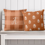 Autumn Fall Foliage Custom Monogram & Orange Plaid Throw Pillow<br><div class="desc">Fall in love with the perfect combination of beautiful fall foliage and cozy plaid with our fall-style cozy chic home decor pillow. Personalize with your own unique monogram and transform your space into a cozy sanctuary for unforgettable Thanksgiving gatherings and fall home decorating. Illustrations are hand-drawn original artwork by Moodthology...</div>