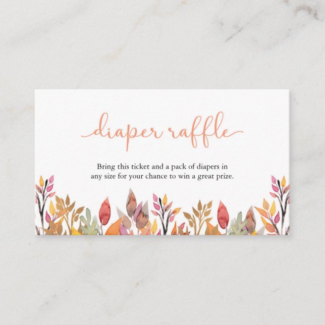 Autumn Fall Foliage Diaper Raffle ticket Enclosure Card (Front)