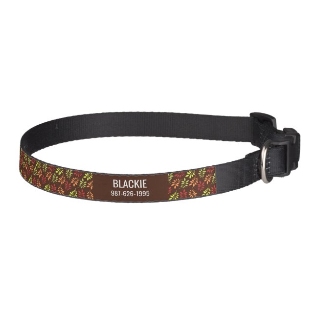 Autumn Fall Foliage Dog Collar with Name Number (Right)