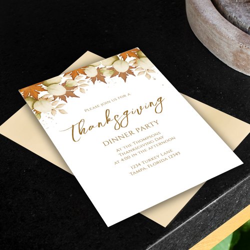 Autumn Fall Foliage Elegant Greenery Thanksgiving  Invitation