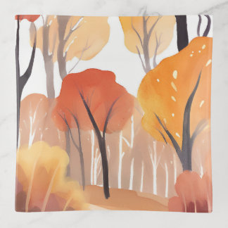 Autumn Fall Foliage Forest Watercolor Leaves Trinket Tray