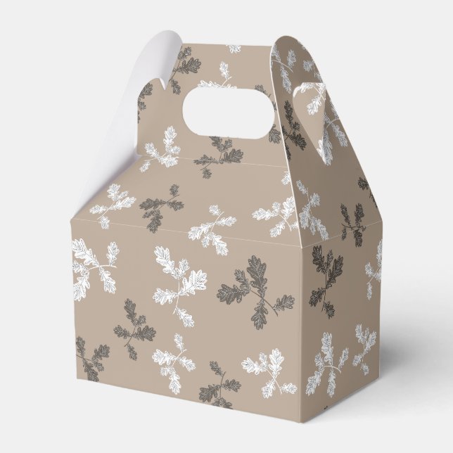 Autumn Fall Foliage Leaves Brown Pattern Favor Boxes (Front Side)