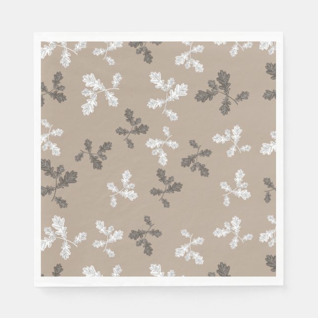 Autumn Fall Foliage Leaves Brown Pattern Napkins (Front)