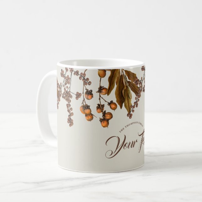 Autumn Fall Foliage Leaves Custom Text Coffee Mug (Front Left)