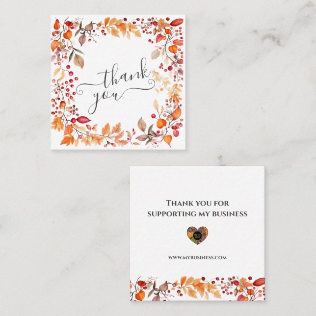 Autumn  Fall Foliage Orange Red  Square Business Card (Front/Back)