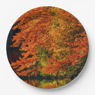 Autumn Fall Foliage Photo Colors Rustic Wedding Paper Plates