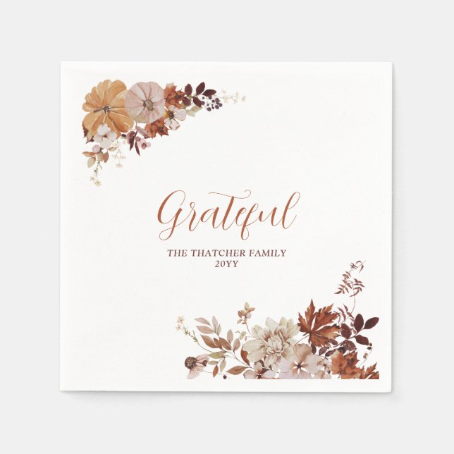 Autumn/Fall  Friends giving /Thanks giving Dinner Napkins (Front)