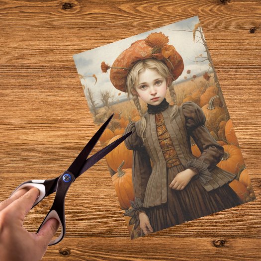 Autumn Fall Girl Pumpkin Thanksgiving Decoupage