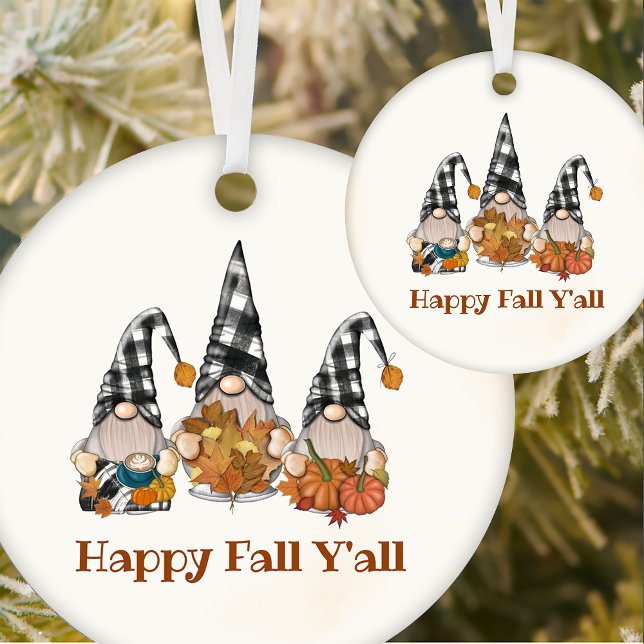 Autumn Fall Gnomes Plaid Thanksgiving  Ornament (Creator Uploaded)