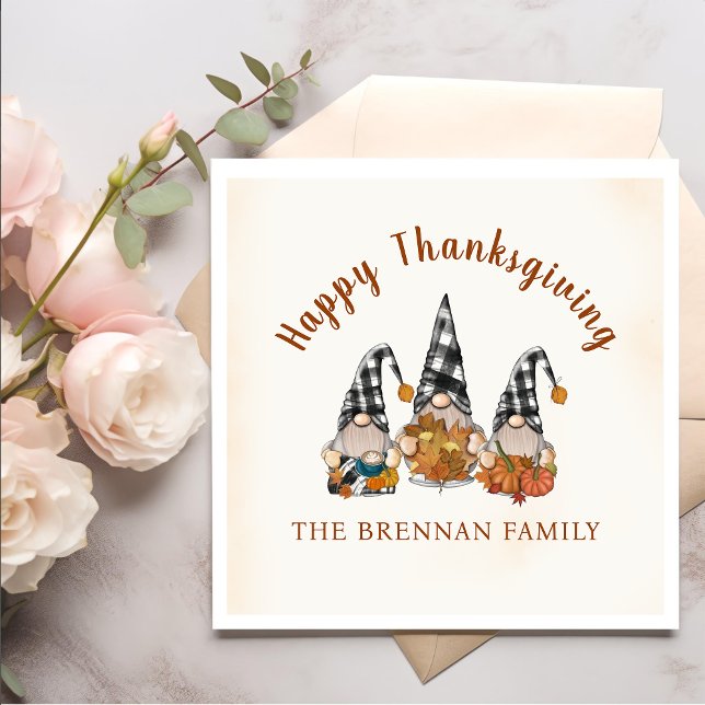 Autumn Fall Gnomes Thanksgiving Dinner Napkins (Creator Uploaded)